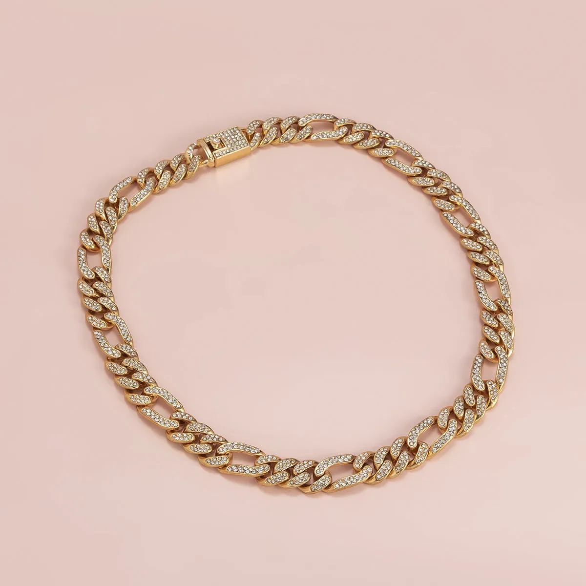 Cubic Zirconia & 18K Gold-Plated Curb Chain Lock Necklace