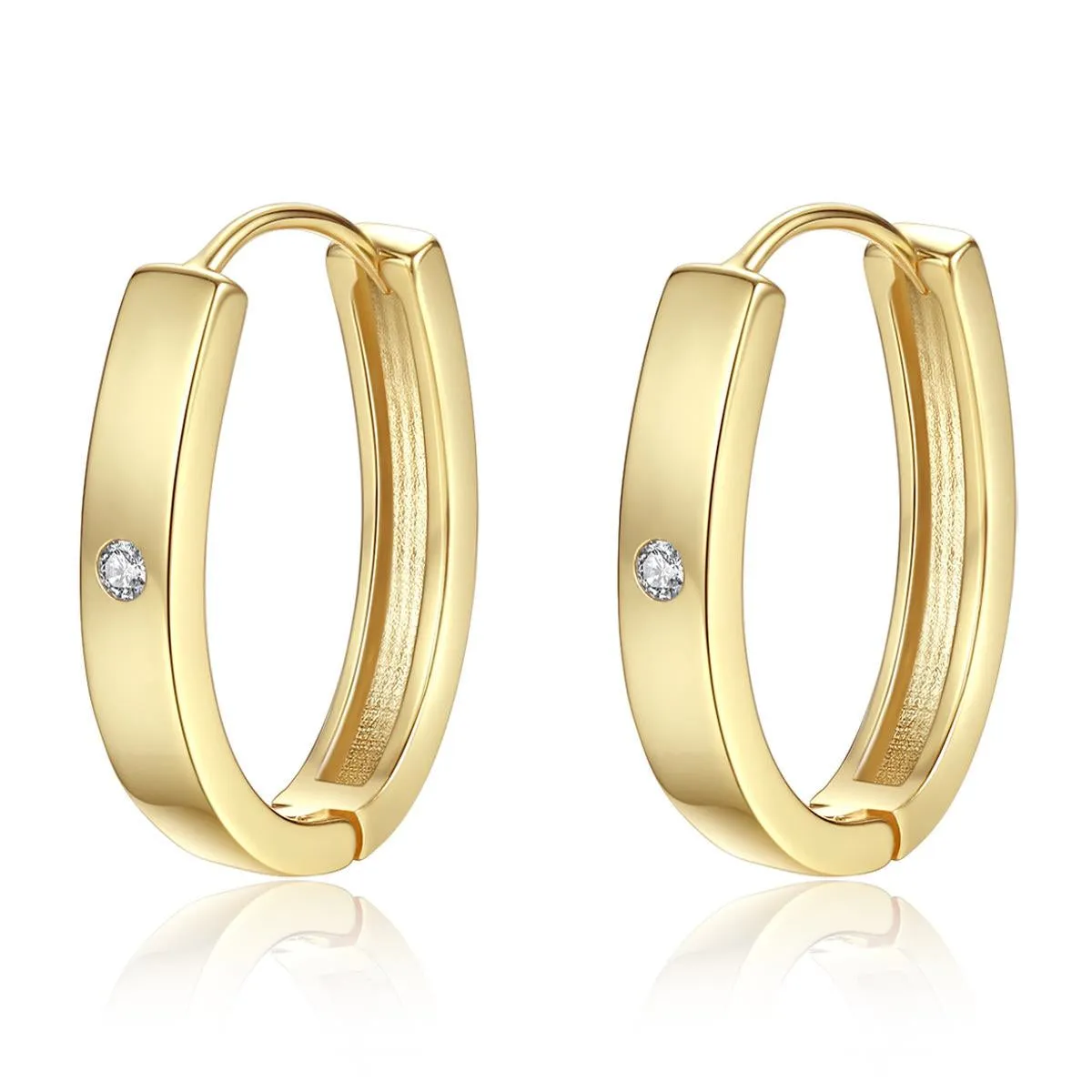 Cubic Zirconia & 18K Gold-Plated Hoop Earrings