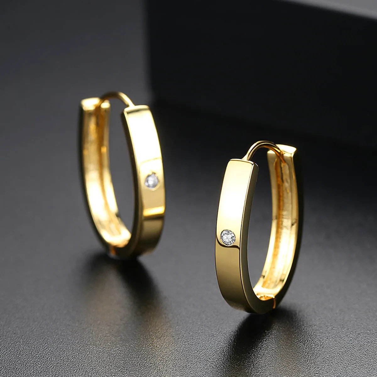 Cubic Zirconia & 18K Gold-Plated Hoop Earrings
