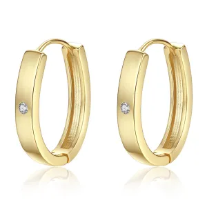 Cubic Zirconia & 18K Gold-Plated Hoop Earrings