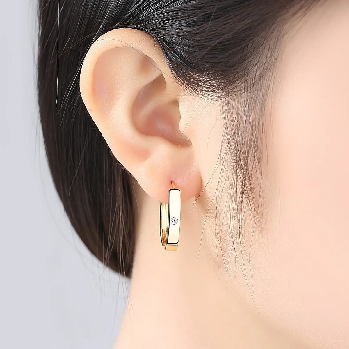 Cubic Zirconia & 18K Gold-Plated Hoop Earrings