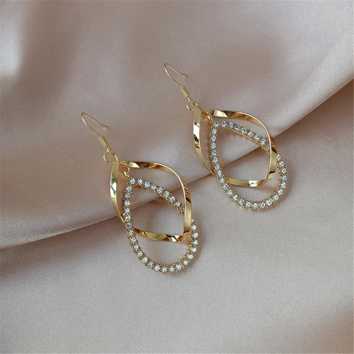 Cubic Zirconia & 18K Gold-Plated Twisted Teardrop Earrings