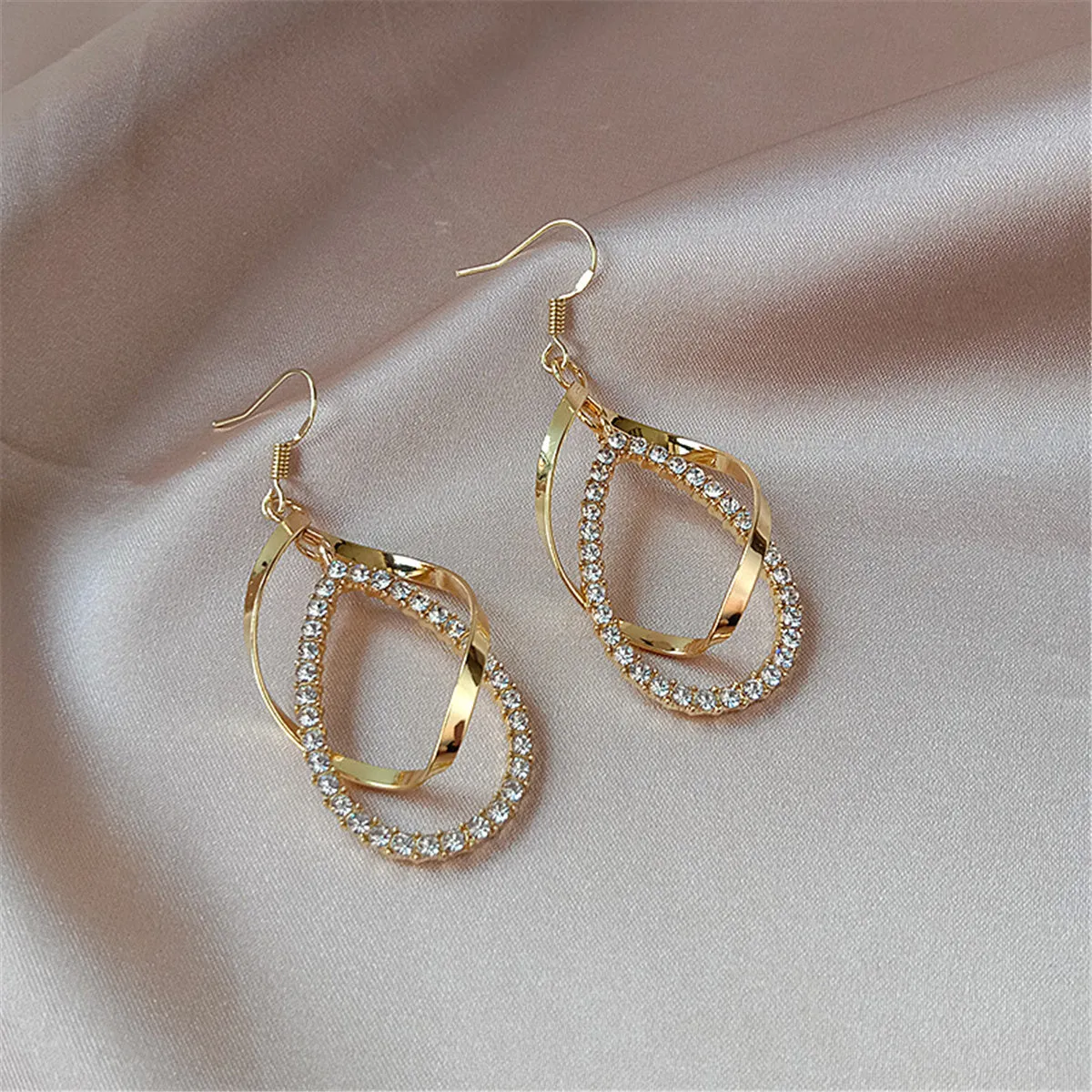 Cubic Zirconia & 18K Gold-Plated Twisted Teardrop Earrings
