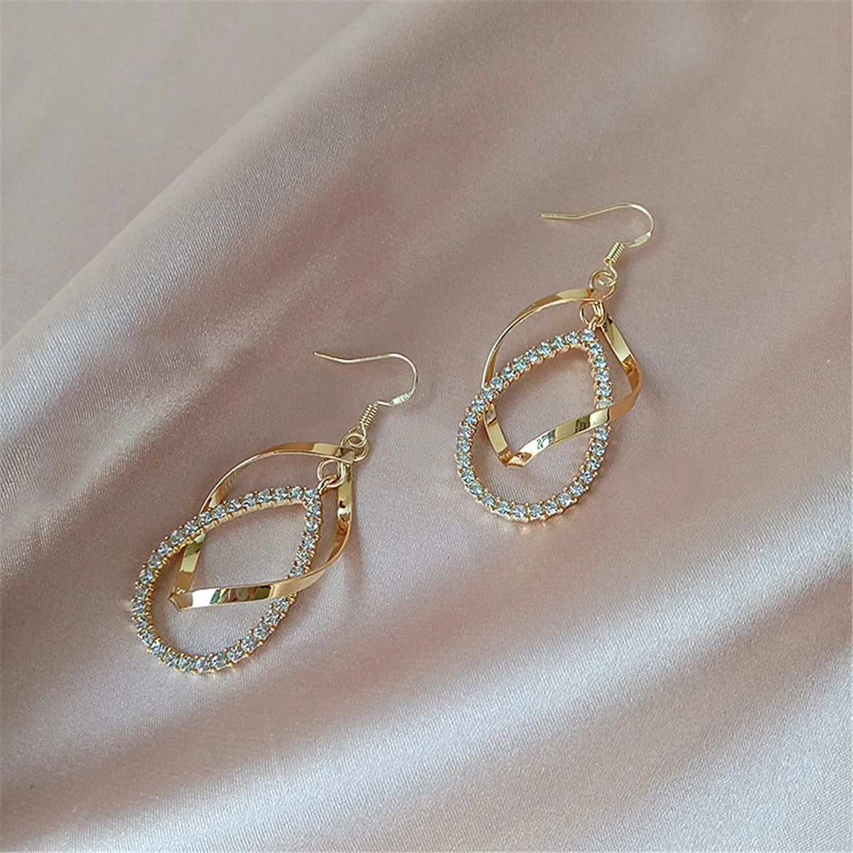 Cubic Zirconia & 18K Gold-Plated Twisted Teardrop Earrings