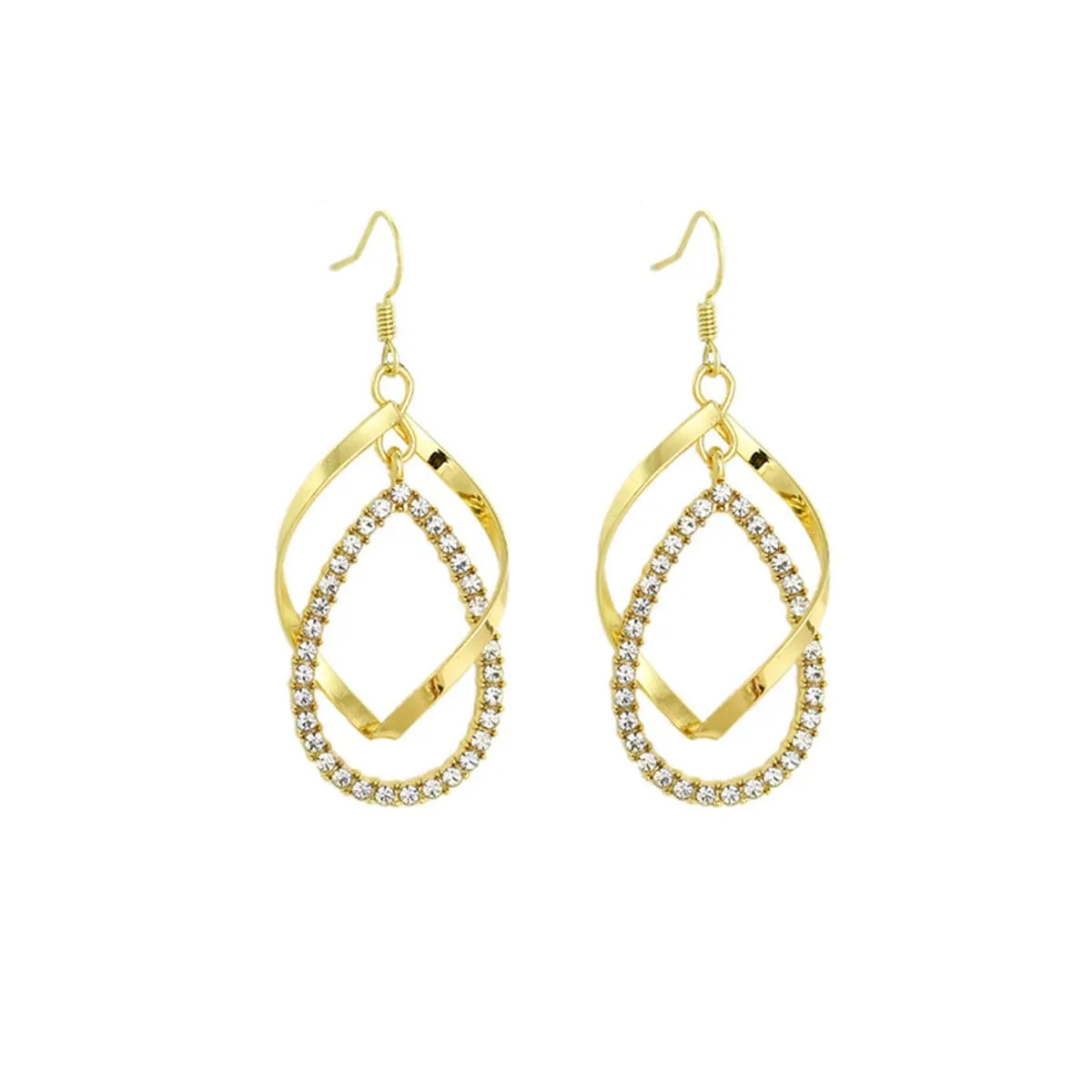 Cubic Zirconia & 18K Gold-Plated Twisted Teardrop Earrings