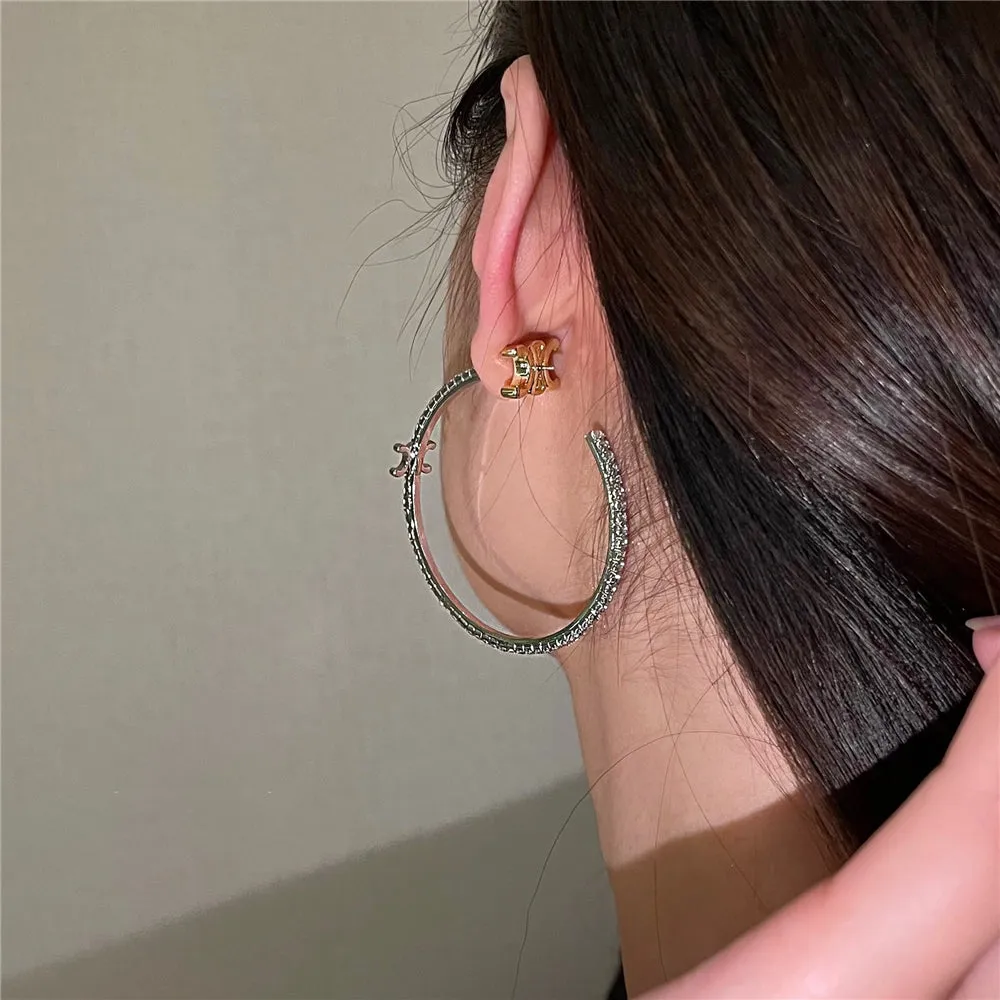 Cubic Zirconia Beaded Hoops Earrings