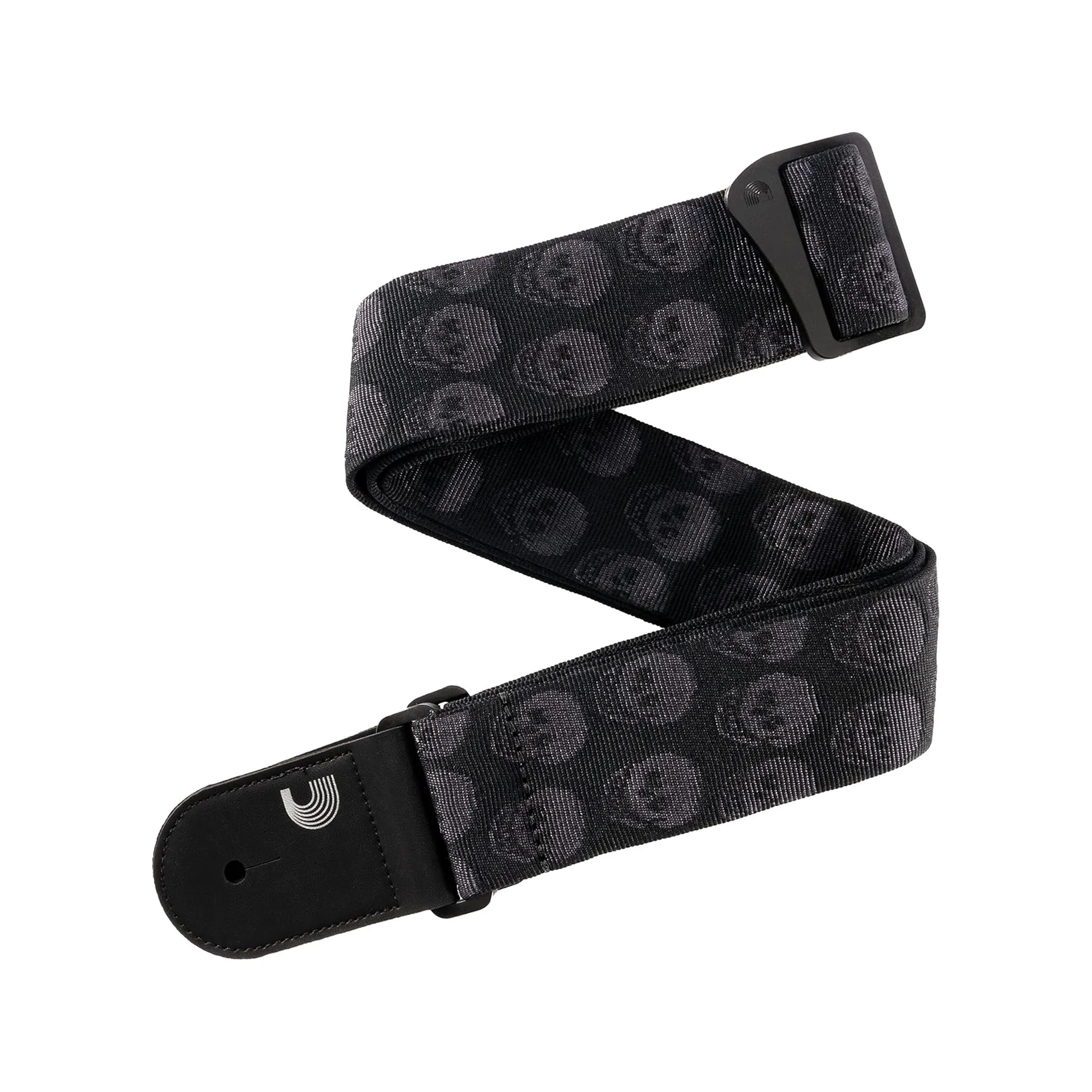 D'Addario 50TB00 50mm Woven Guitar Strap, Skulls Black Tubular