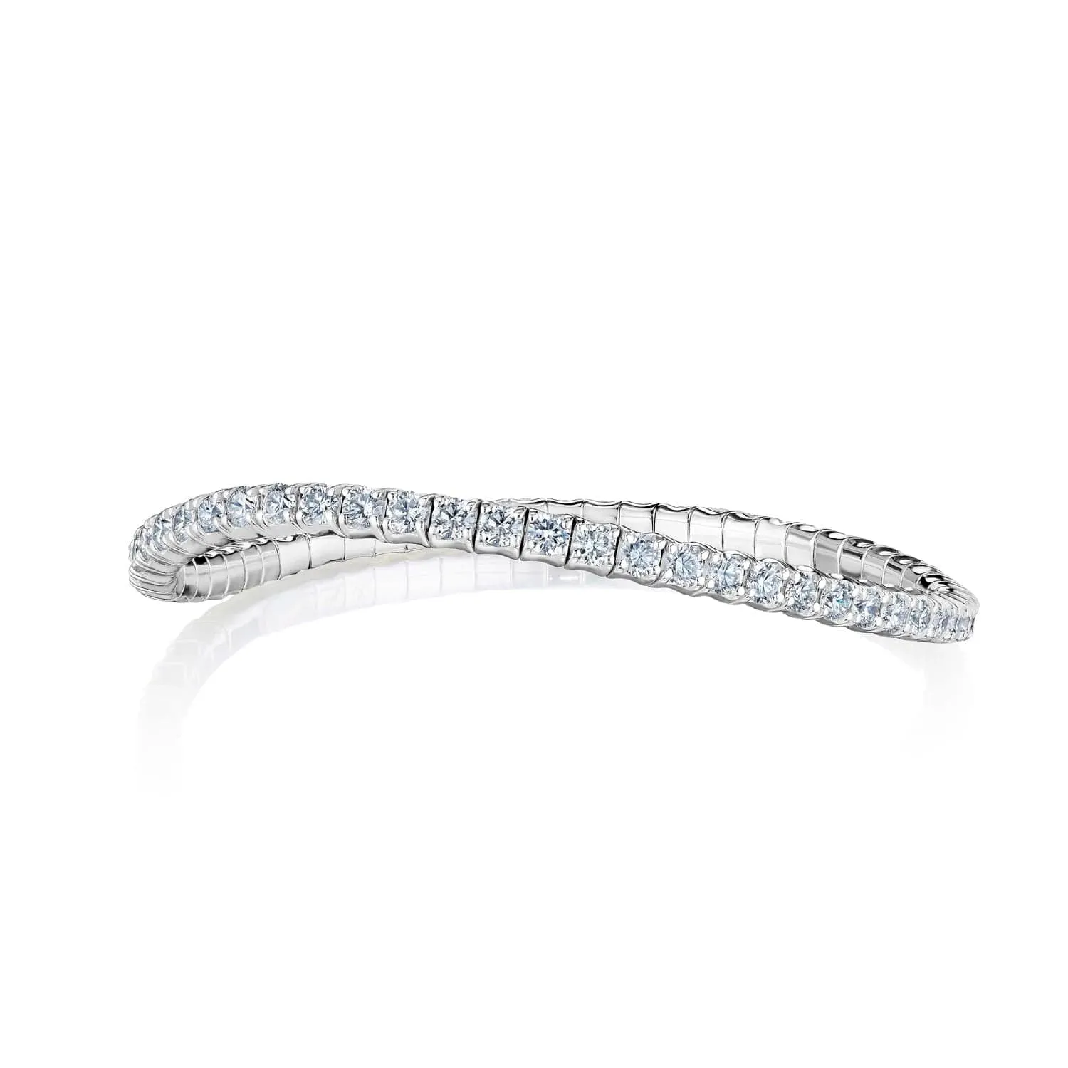 David Weisz 18k White Gold Diamond Stretch Bracelet - 5.08ctw