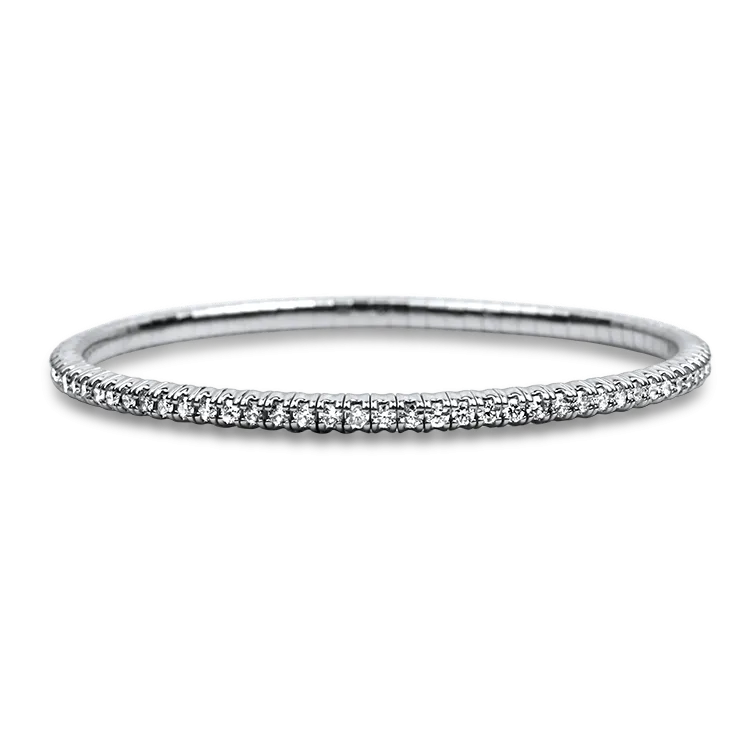David Weisz 18k White Gold Diamond Stretch Bracelet - 5.08ctw