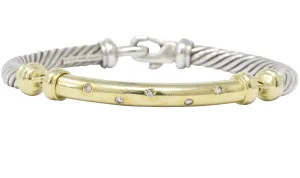 David Yurman 0.20 CTW Diamond Sterling Silver 14 Karat Gold Bracelet