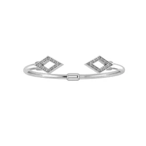 Diamond Fashion Geometric Hinged Bangle in Silver