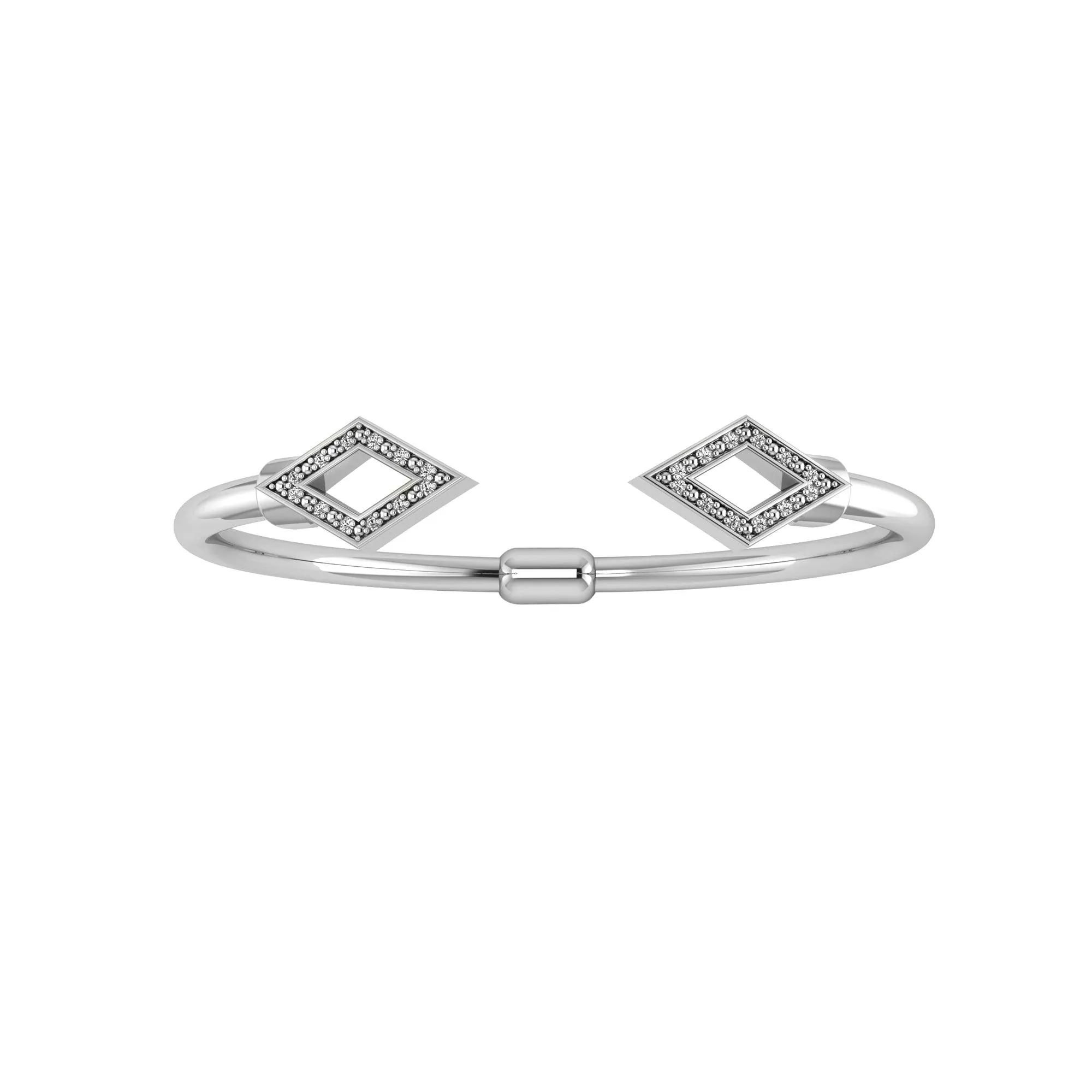 Diamond Fashion Geometric Hinged Bangle in Silver