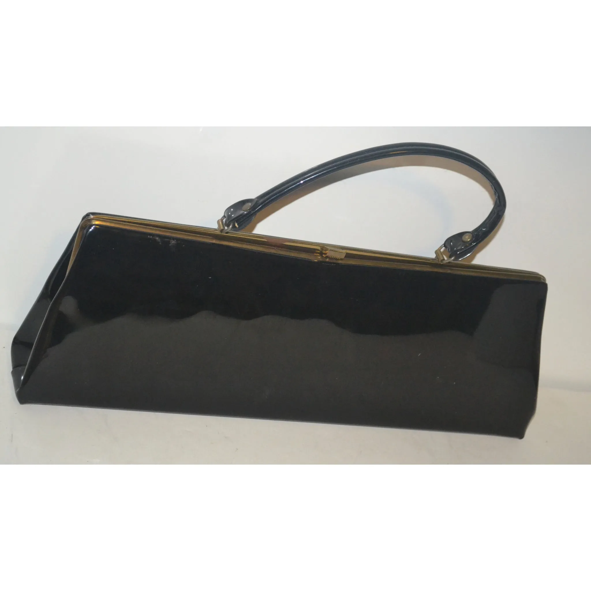 Elongated Black Patent Purse By Dover