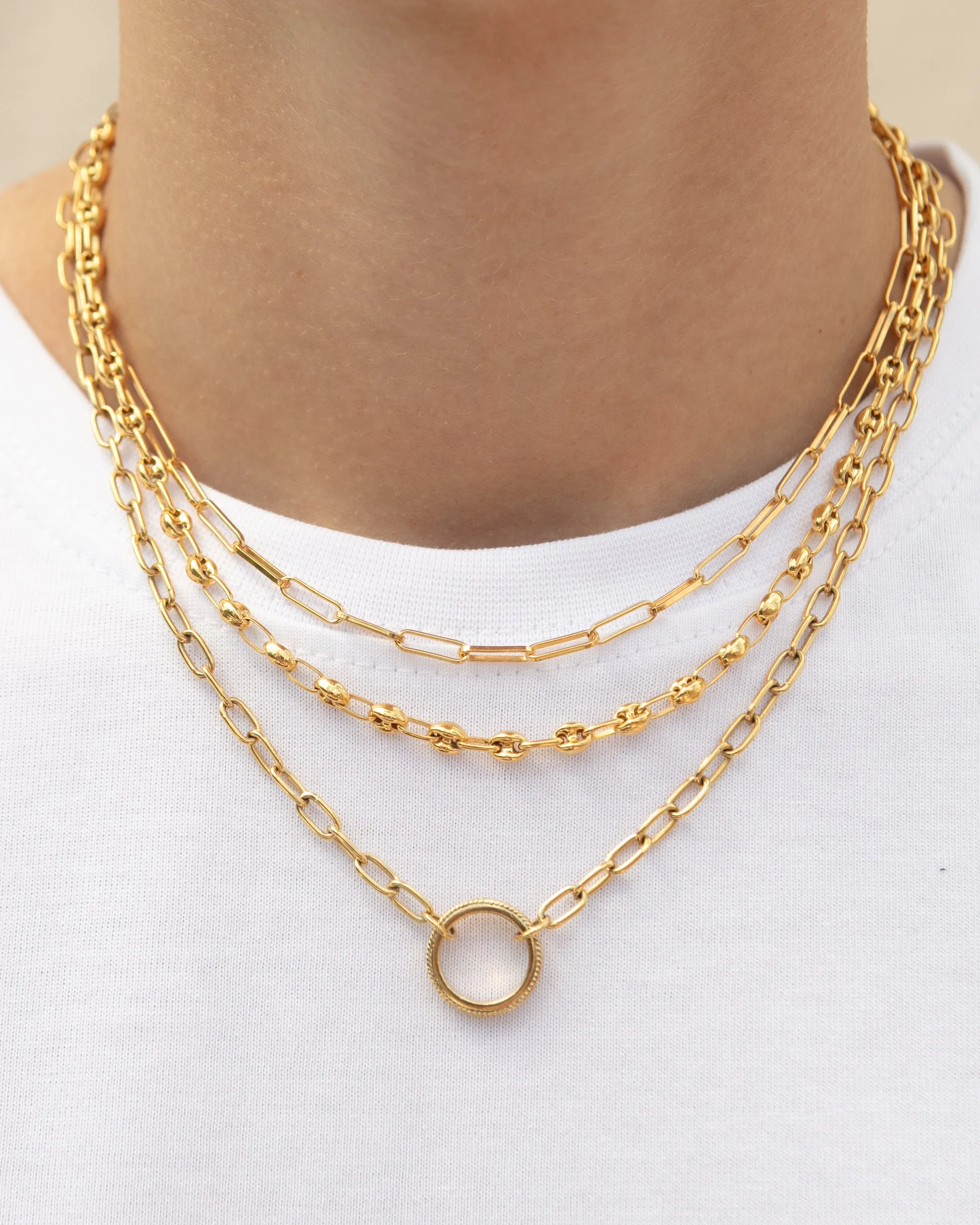 Elongated Box Chain Necklace, Gold