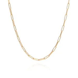 Elongated Box Chain Necklace, Gold