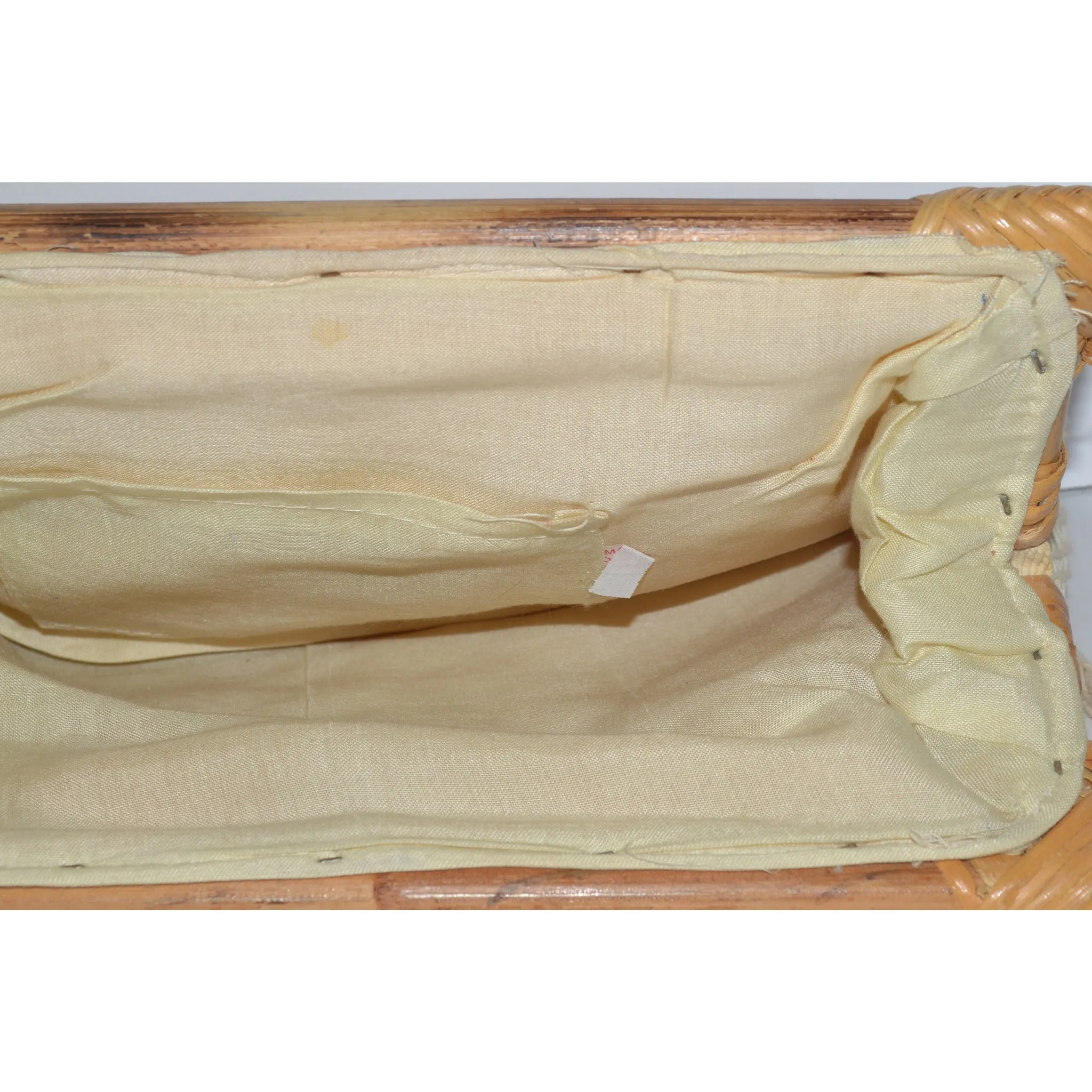 Eyelet Cloth Wood Trimmed Clutch Purse