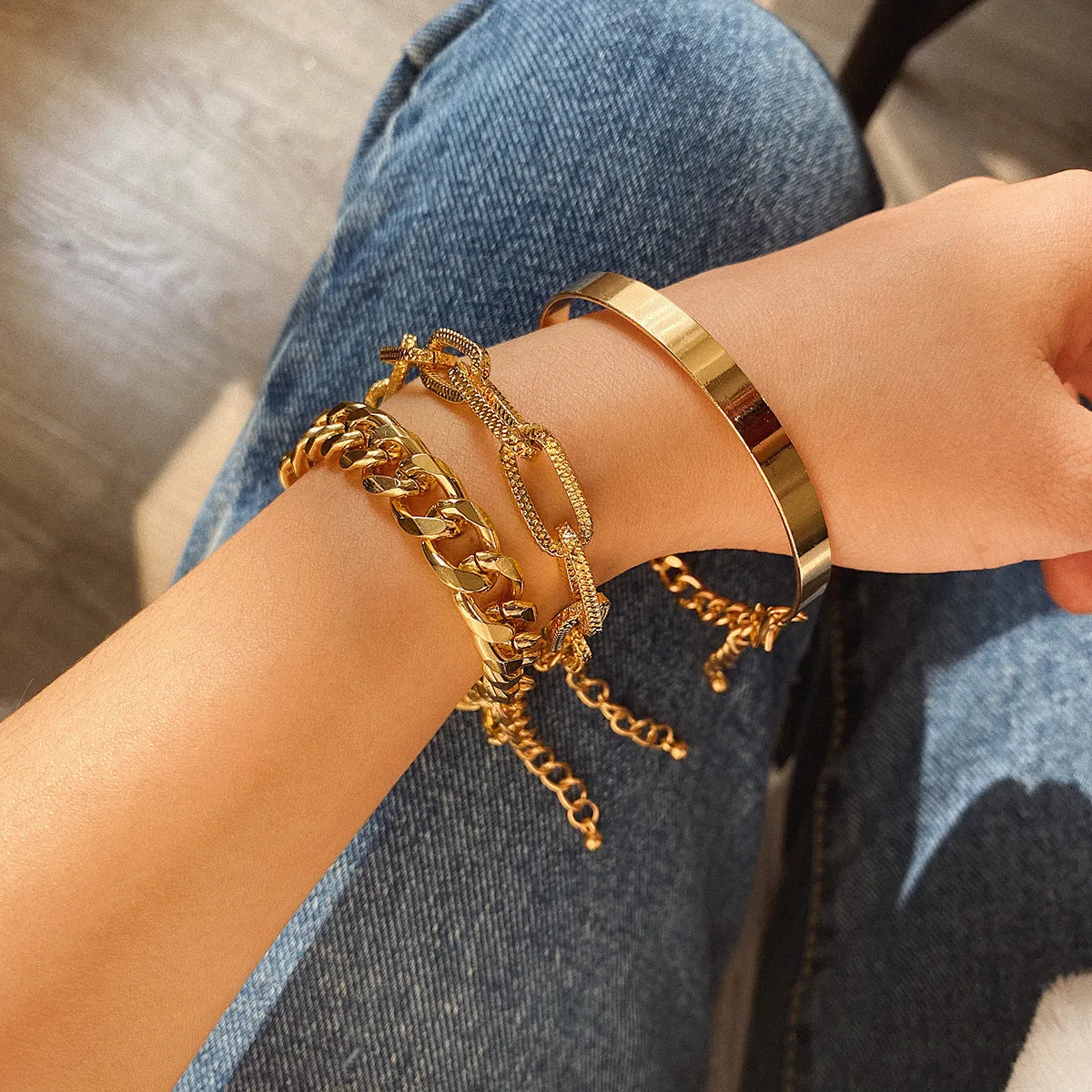 Fashion golden chain bracelet bracelet set