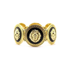 Fashion Hip Hop Bracelet Jewelry Lion Animals Link Chain Elastic Gold Plated 7.5" 8.7"