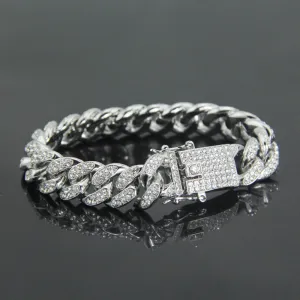 Fashion Hip Hop Diamond Bracelet Jewelry Miami Cuban Chain Gold Plated 7.1"-9.1"