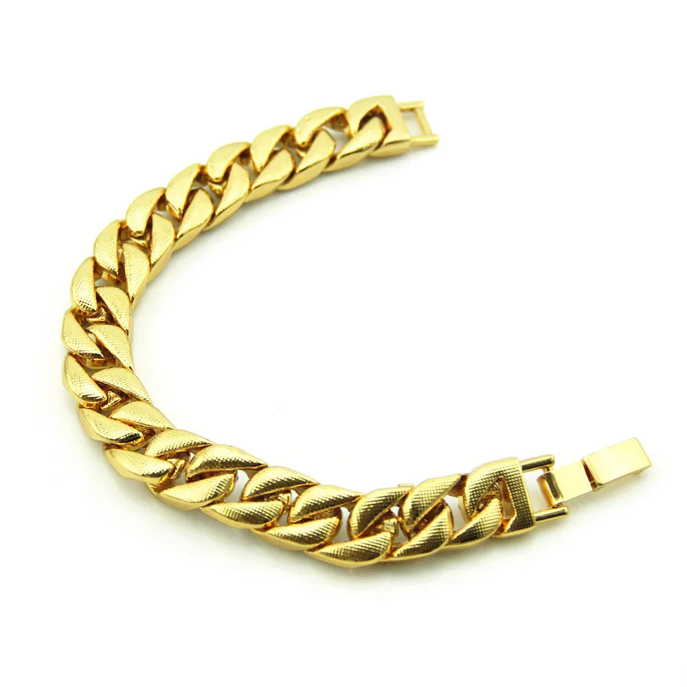 Fashion Hip Hop Diamond Bracelet Jewelry Miami Cuban Chain Gold Plated 7.5"-9.1"
