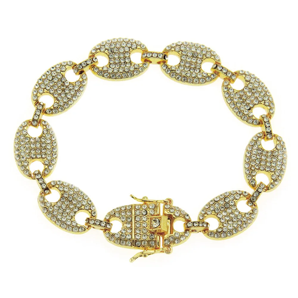 Fashion Hip Hop Multicolor Diamond Bracelet Chain Link Punk Jewelry 7.1"-9.1"