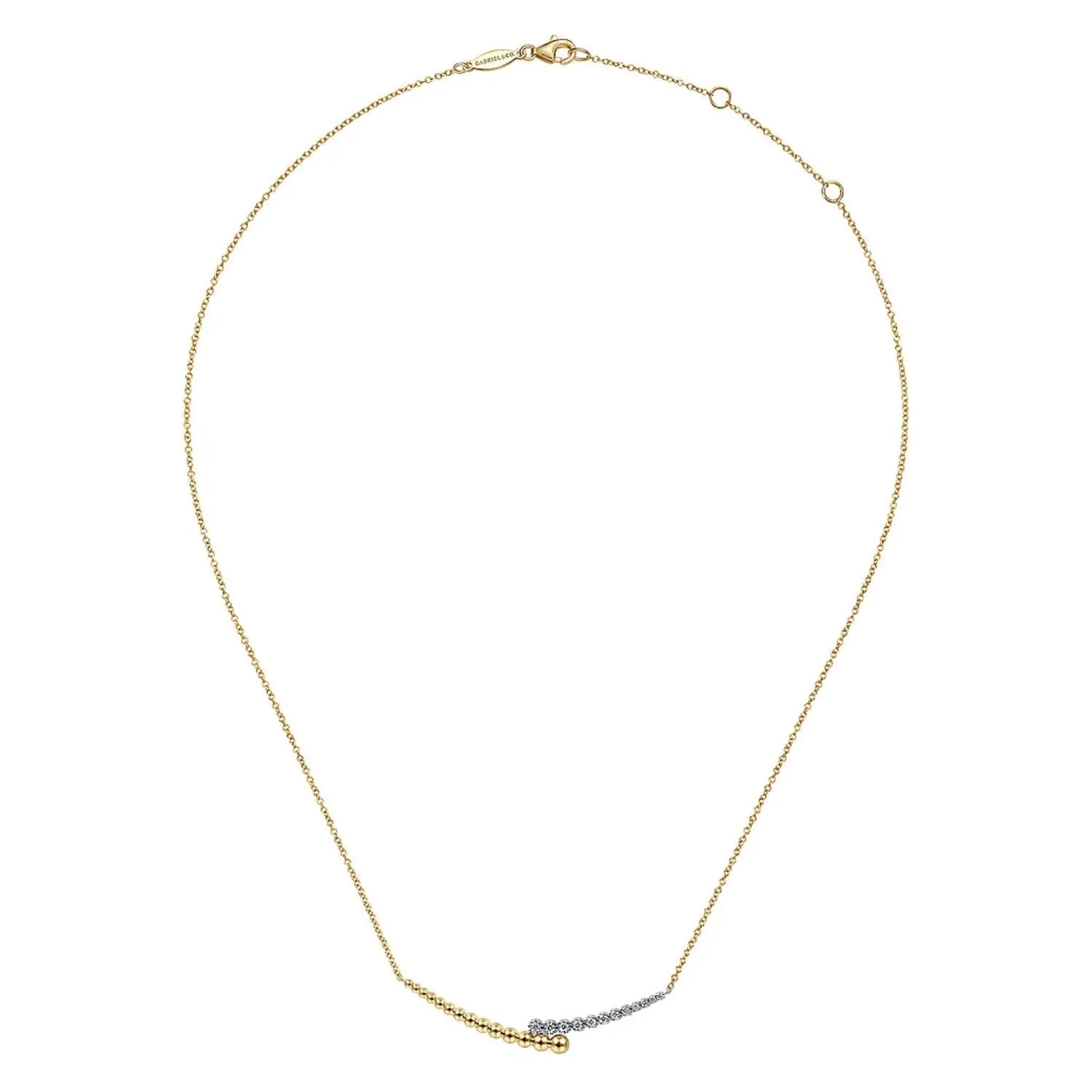 Gabriel & Co. Pavé Diamond Bujukan Curved Bar Necklace