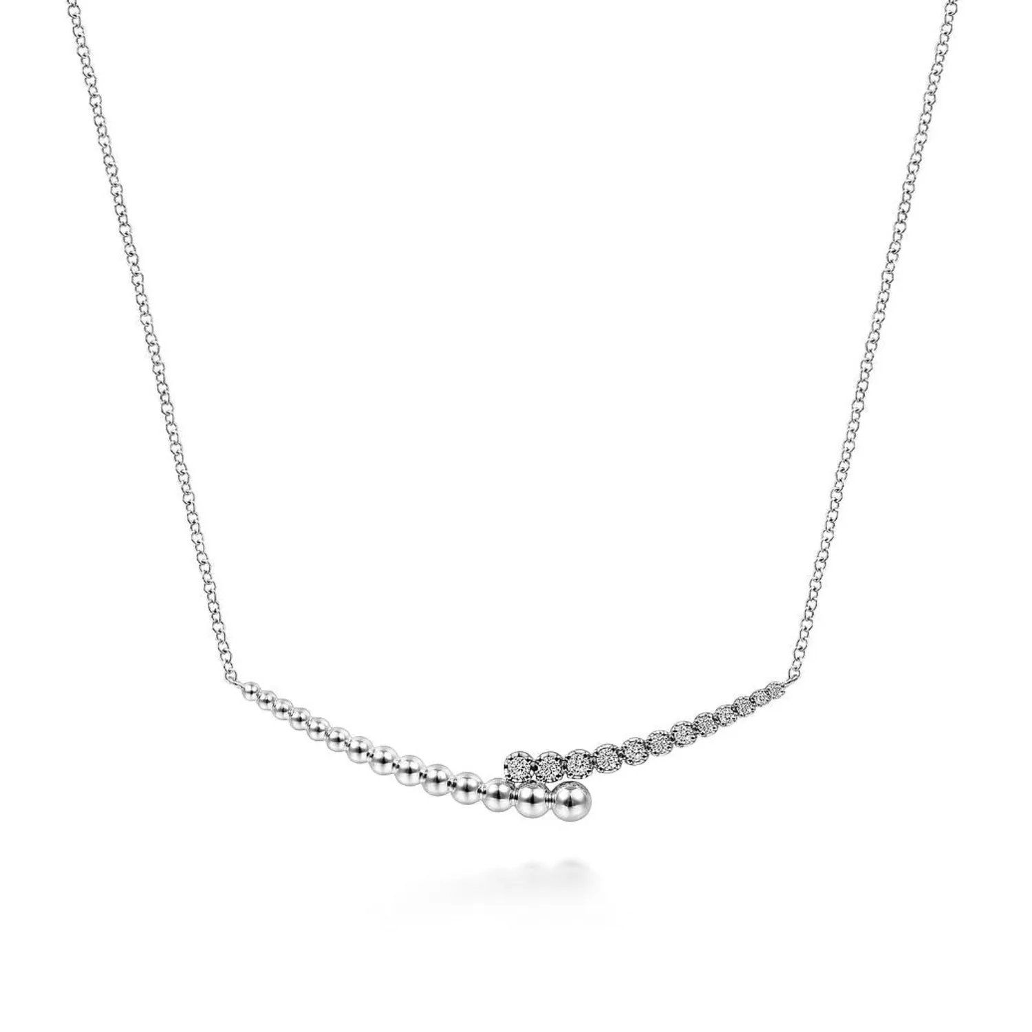 Gabriel & Co. Pavé Diamond Bujukan Curved Bar Necklace
