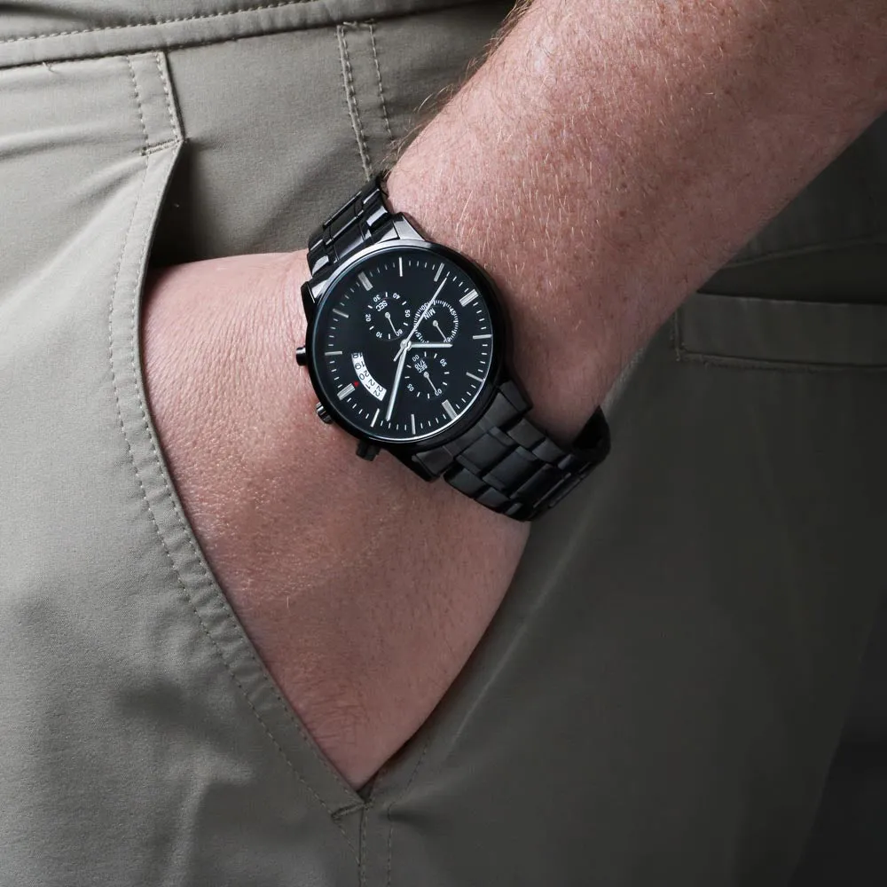 Gift For Dad From Kids, Custom Engraved Watch, Hooked On Daddy