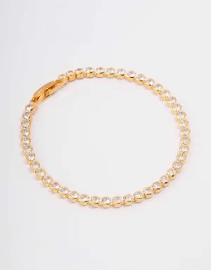 Gold Plated Brass Single Classic Tennis Bracelet