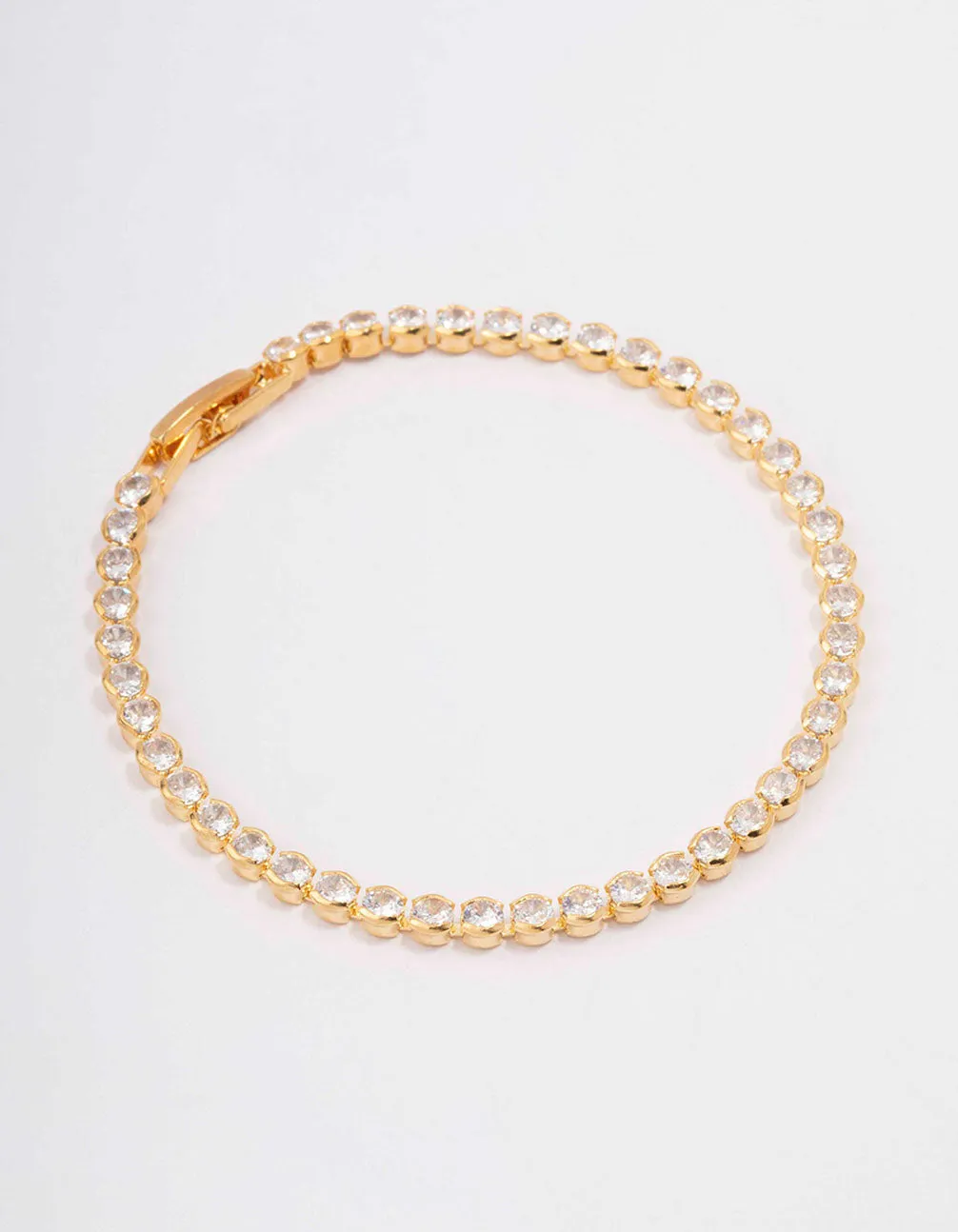 Gold Plated Brass Single Classic Tennis Bracelet