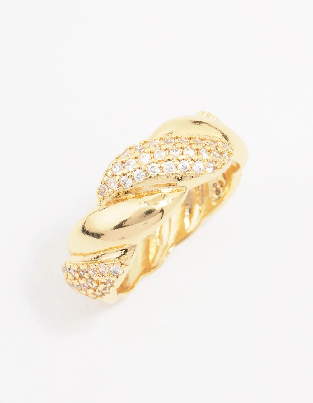 Gold Plated Cubic Zirconia Braided Ring