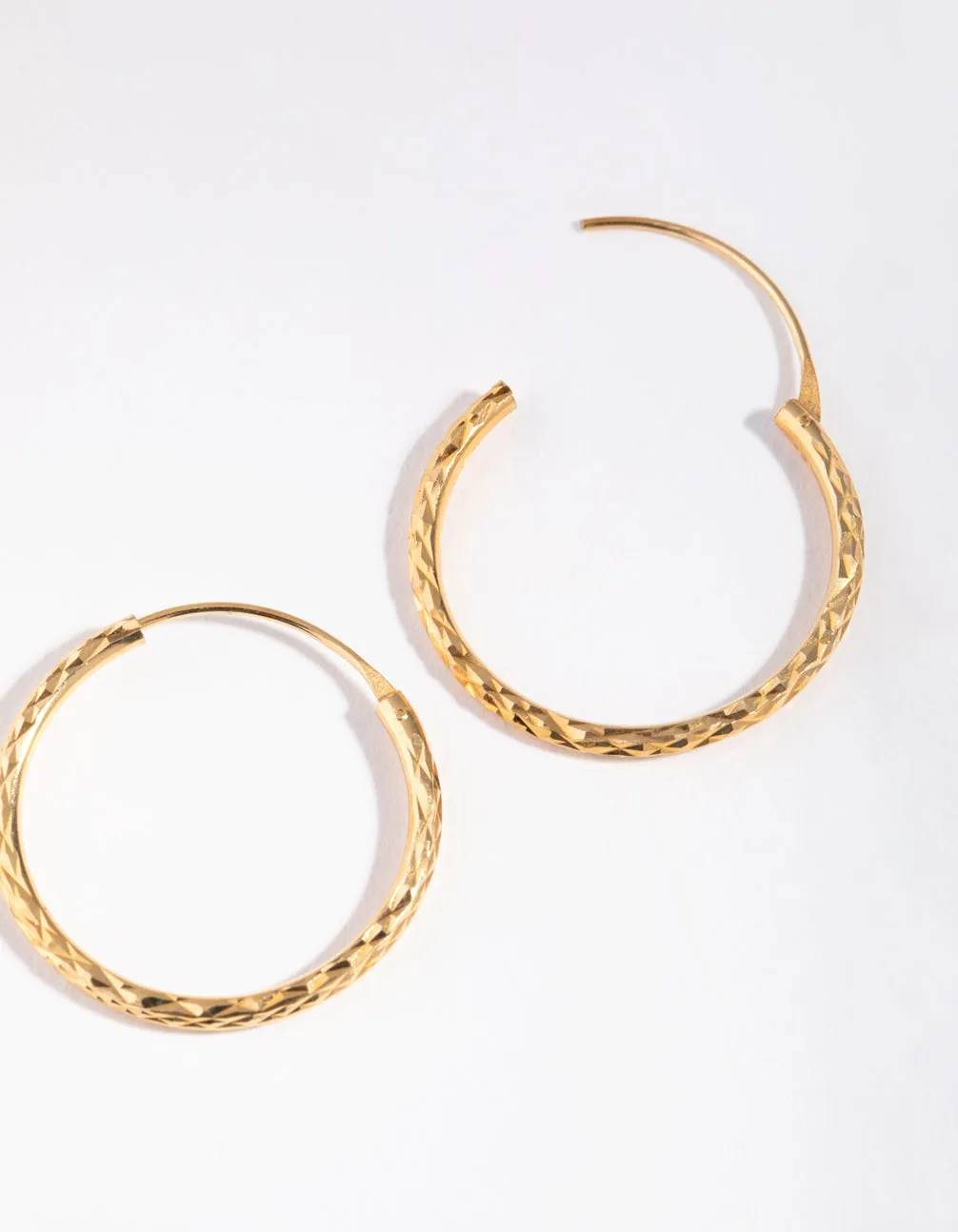 Gold Plated Sterling Silver 25mm Diamond Cut Hoop Earrings