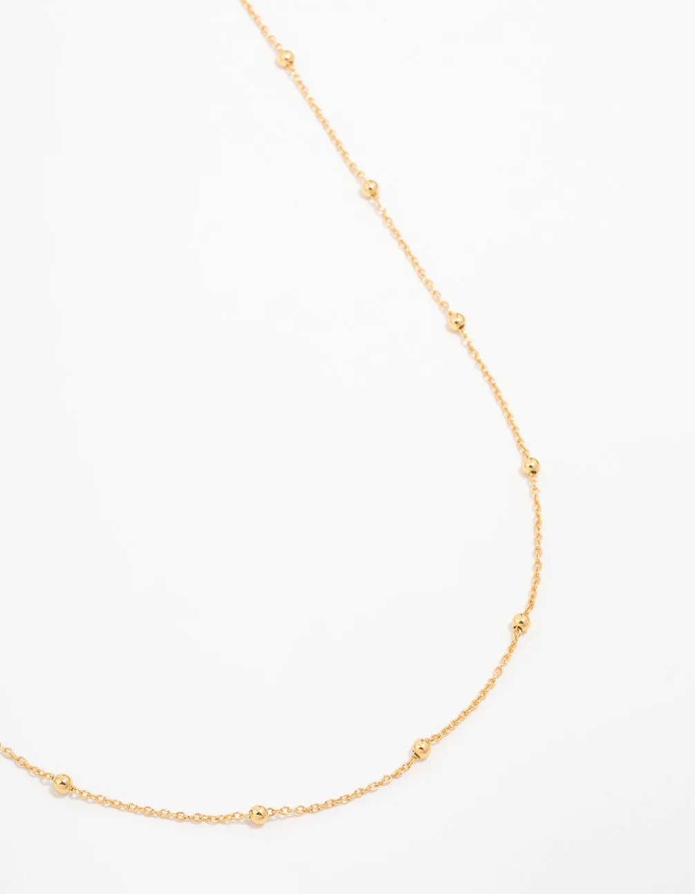 Gold Plated Sterling Silver Ball Chain Necklace