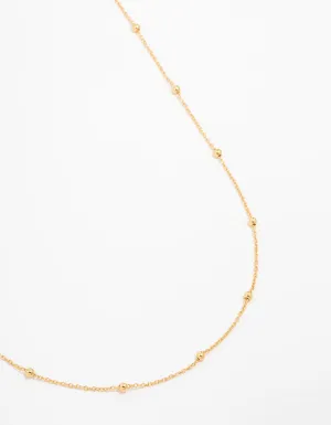 Gold Plated Sterling Silver Ball Chain Necklace