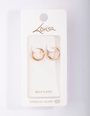 Gold Plated Sterling Silver Tube Hoop Earrings