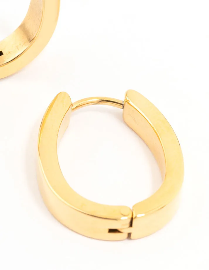 Gold Plated Surgical Steel Oval Hoop Earrings