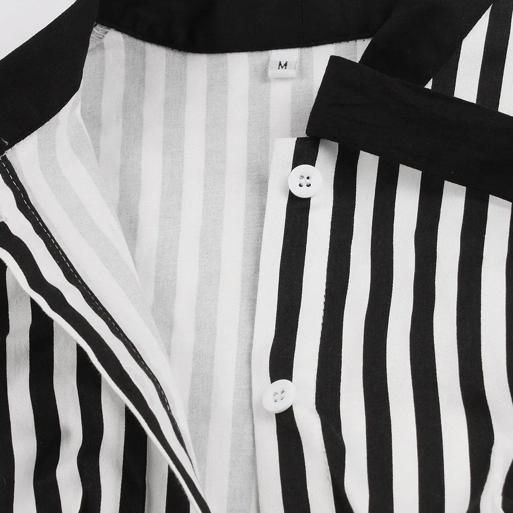 Green and Black Stripe With Pockets 50S Halloween Dress
