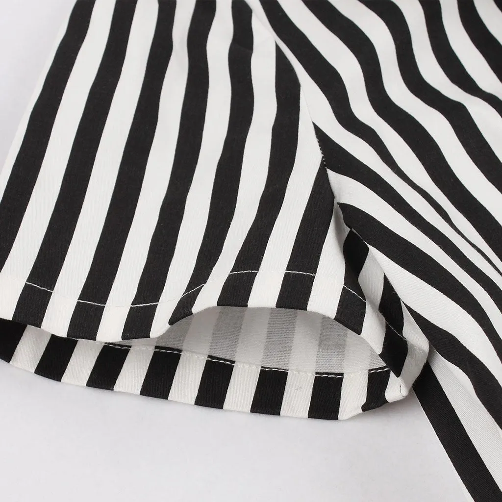 Green and Black Stripe With Pockets 50S Halloween Dress