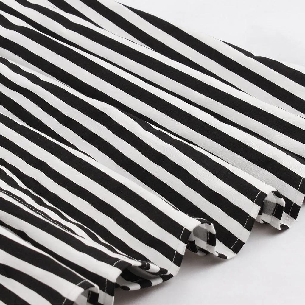 Green and Black Stripe With Pockets 50S Halloween Dress