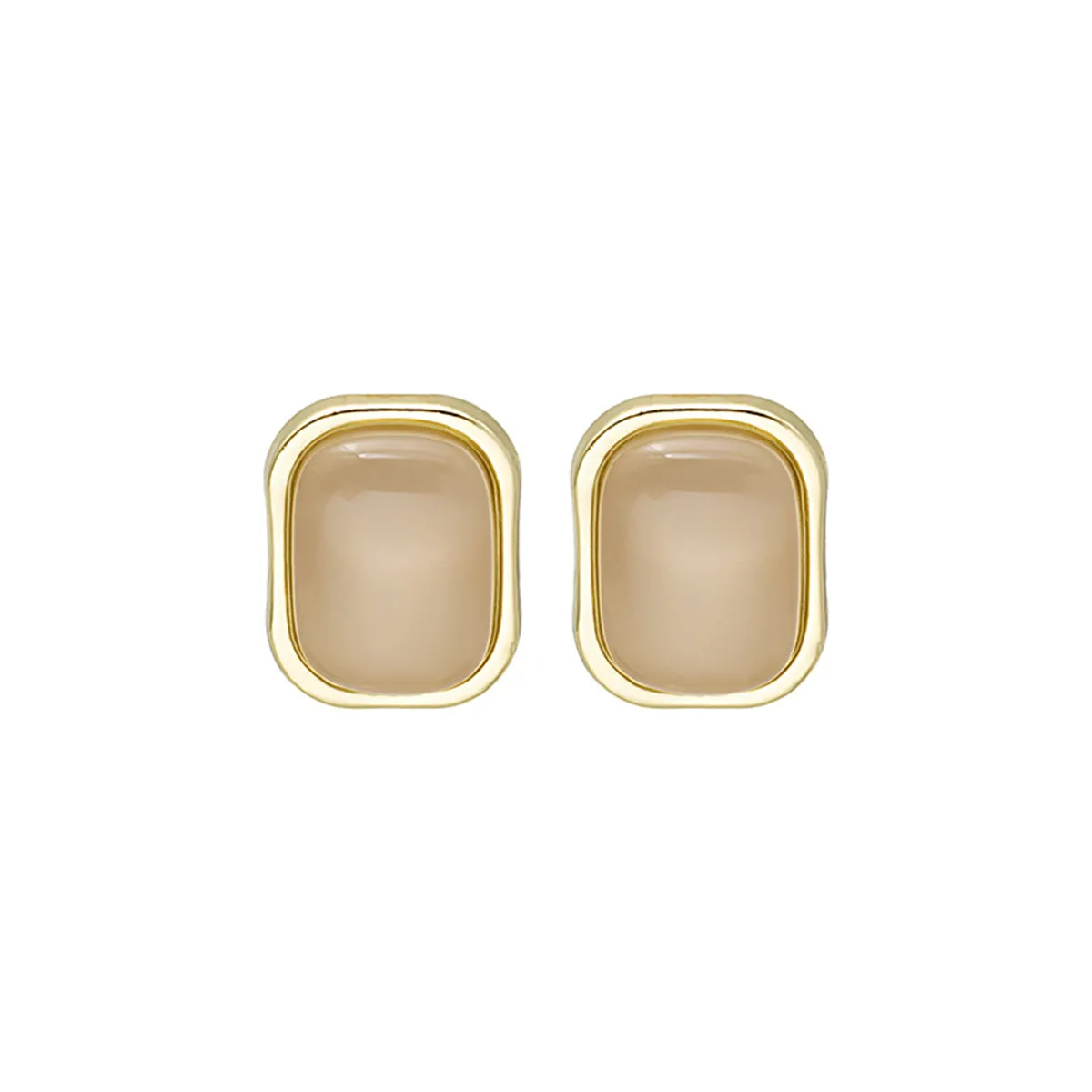 Green Resin & 18K Gold-Plated Rectangle Stud Earrings