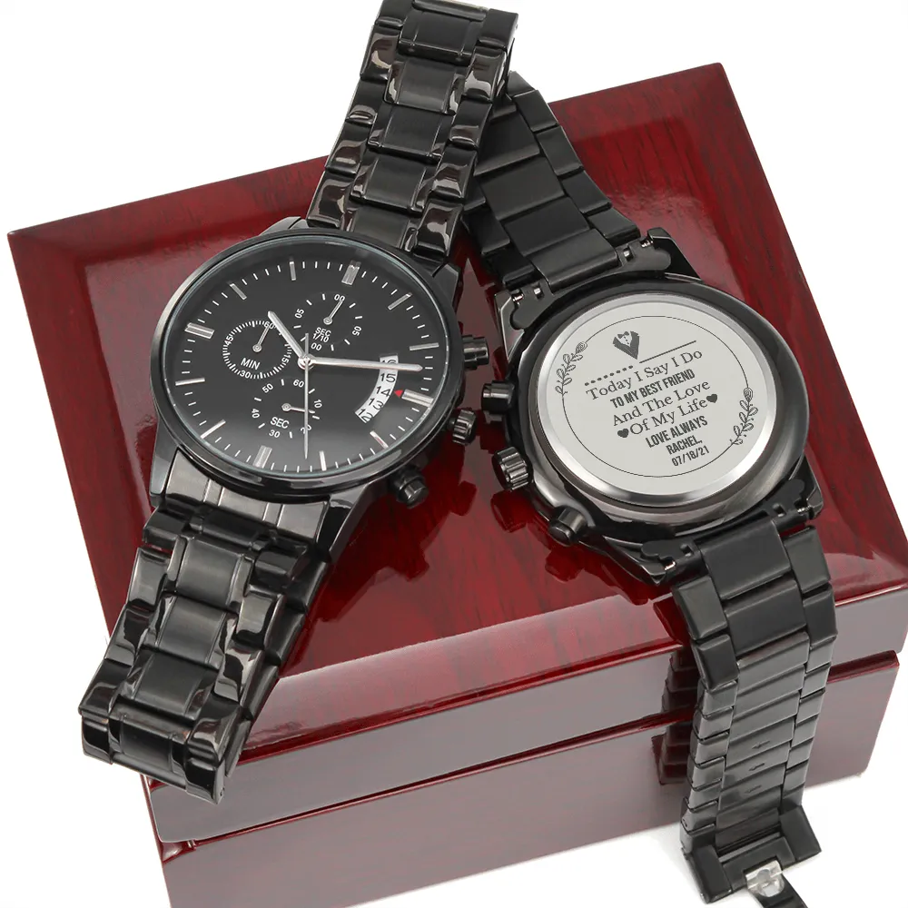 Groom Gift from Bride, Mens Custom Engraved Watch for Groom, Grooms Gift from Bride on Wedding Day, Wife to Husband Gift, Wedding Day Gifts