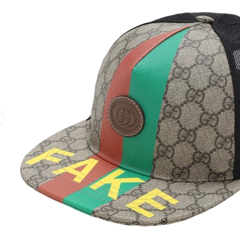 Gucci FAKE/NOT Logo Print Baseball Hat