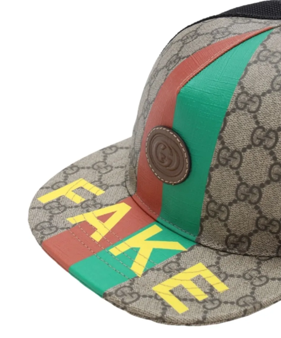 Gucci FAKE/NOT Logo Print Baseball Hat