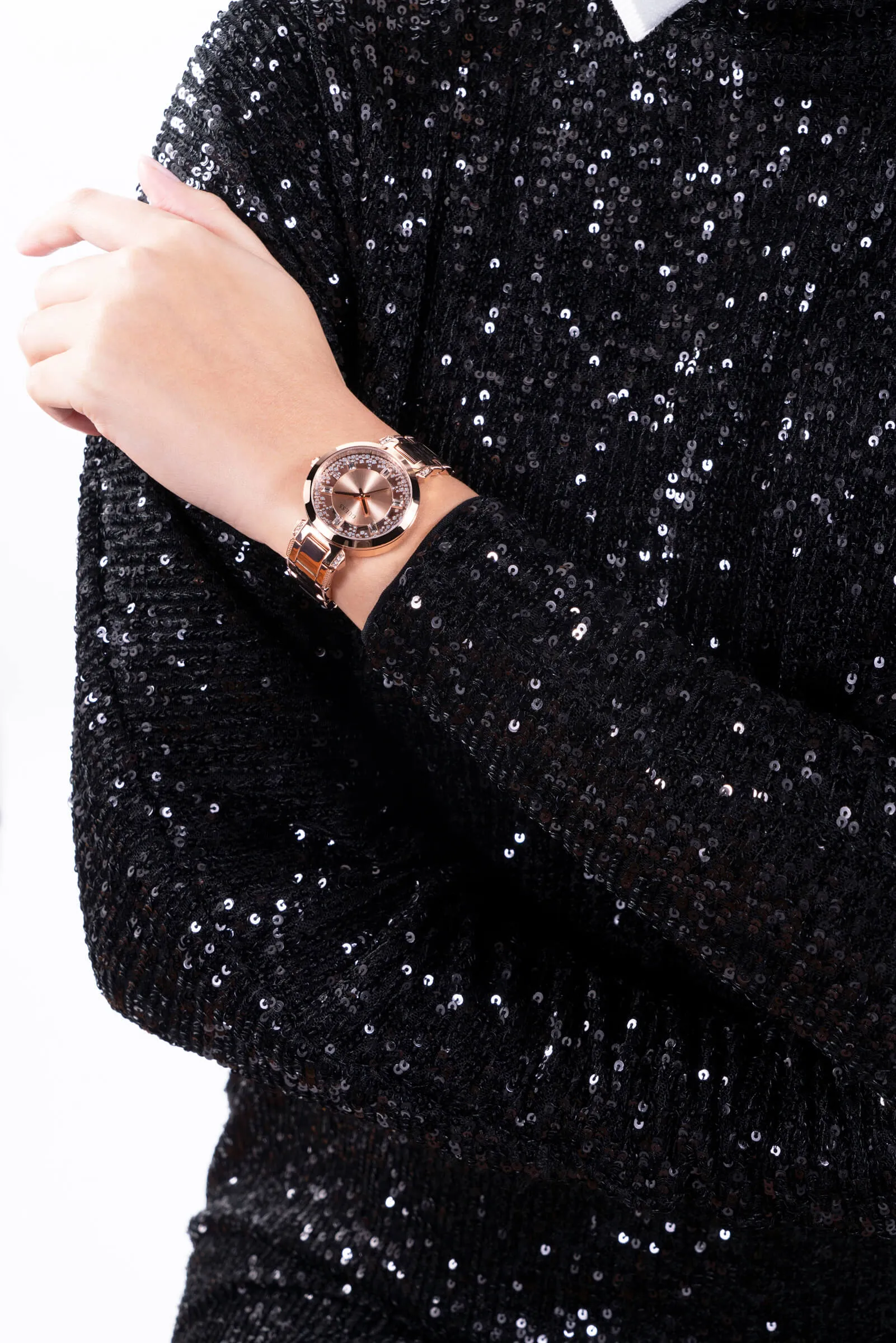 Guess Clear Crystal Rose Gold Watch