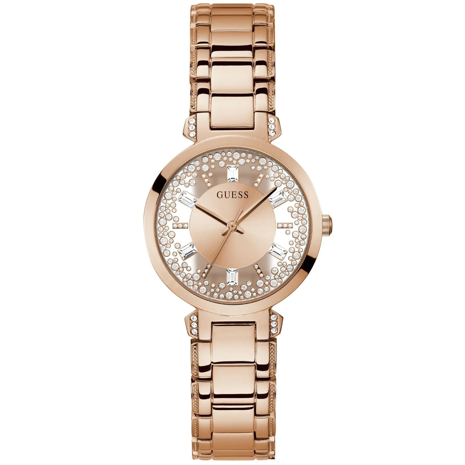 Guess Clear Crystal Rose Gold Watch