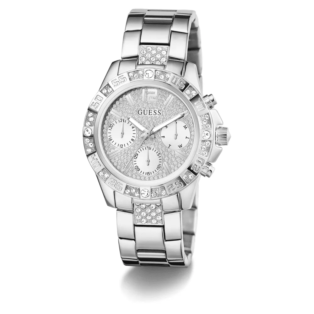 Guess Sport Majesty Sport Silver-Tone Crystal Bezel Men's Watch GW0771L1