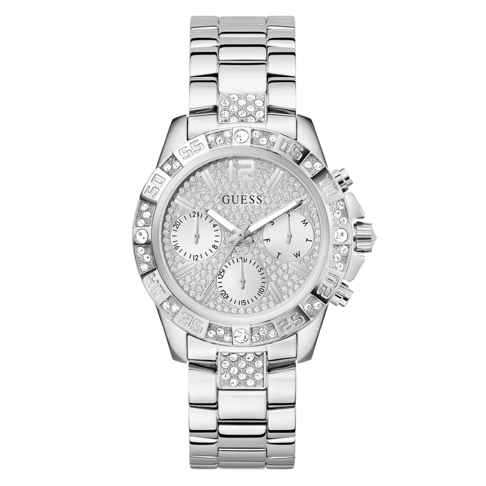 Guess Sport Majesty Sport Silver-Tone Crystal Bezel Men's Watch GW0771L1