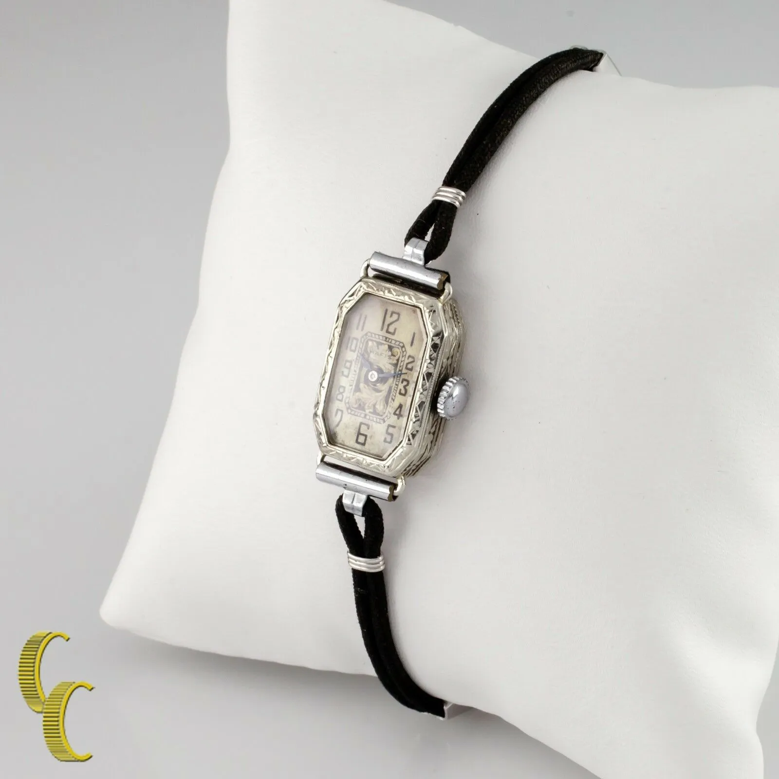 Hafis 18k White Gold Mechanical Hand-Winding Watch w/ Silk Cord Band