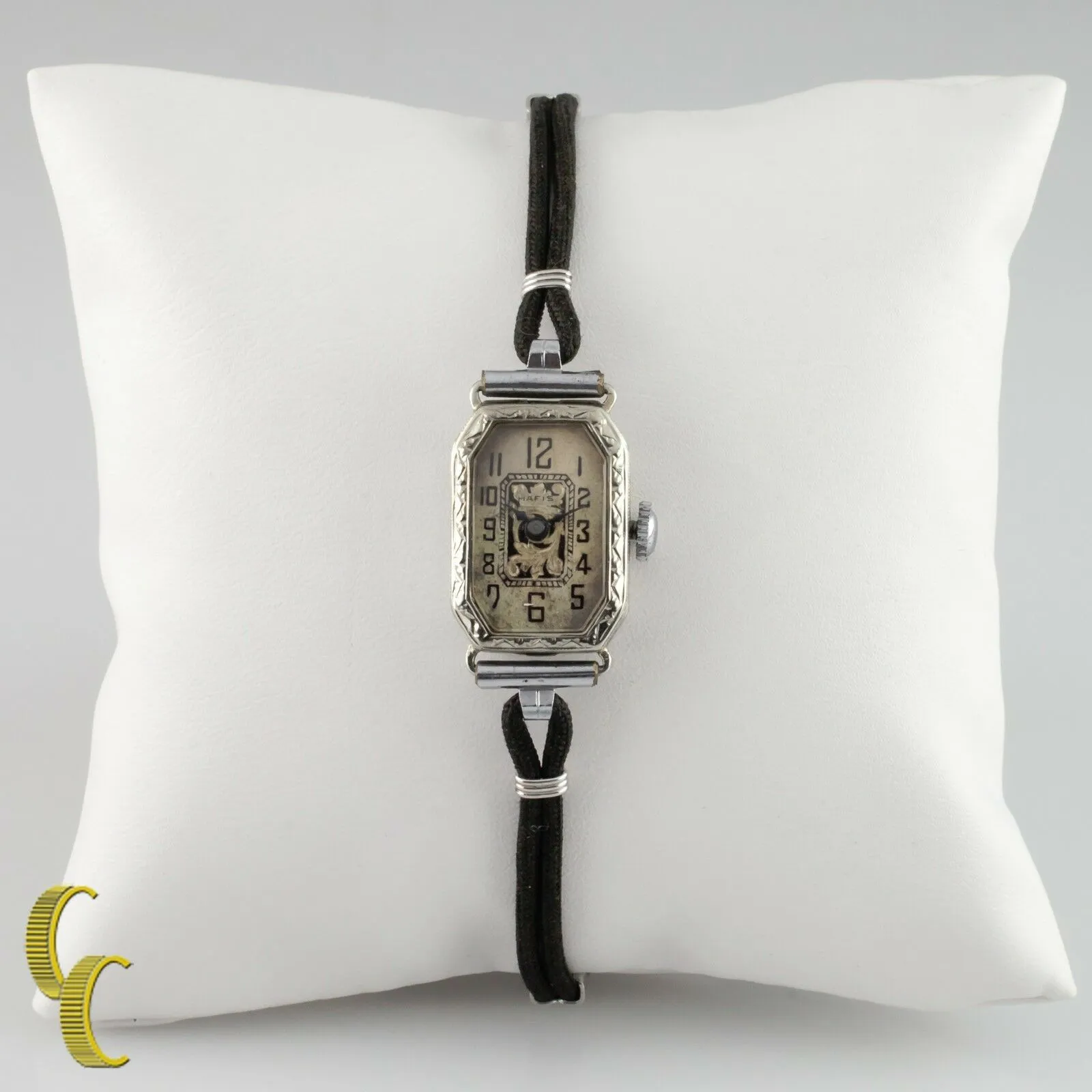 Hafis 18k White Gold Mechanical Hand-Winding Watch w/ Silk Cord Band
