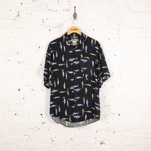 Headlock Vintage 90s Fish Pattern Print Shirt - Black - M